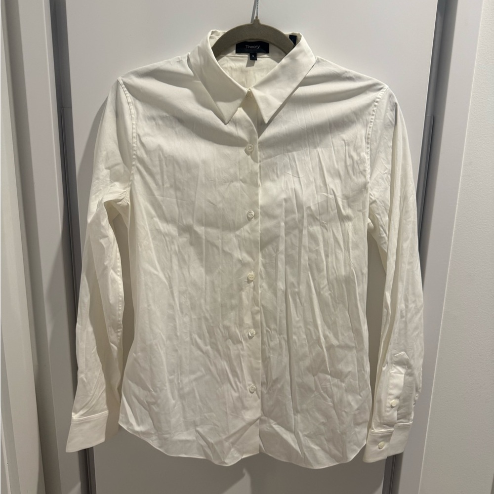 Theory Women’s White Button-Up Dress Shirt